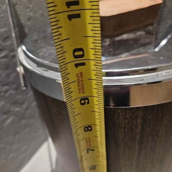 MCM Faux Walnut Wood and  Chrome Ice Bucket Kromex 8.5" x 9" - Picture 3 of 7